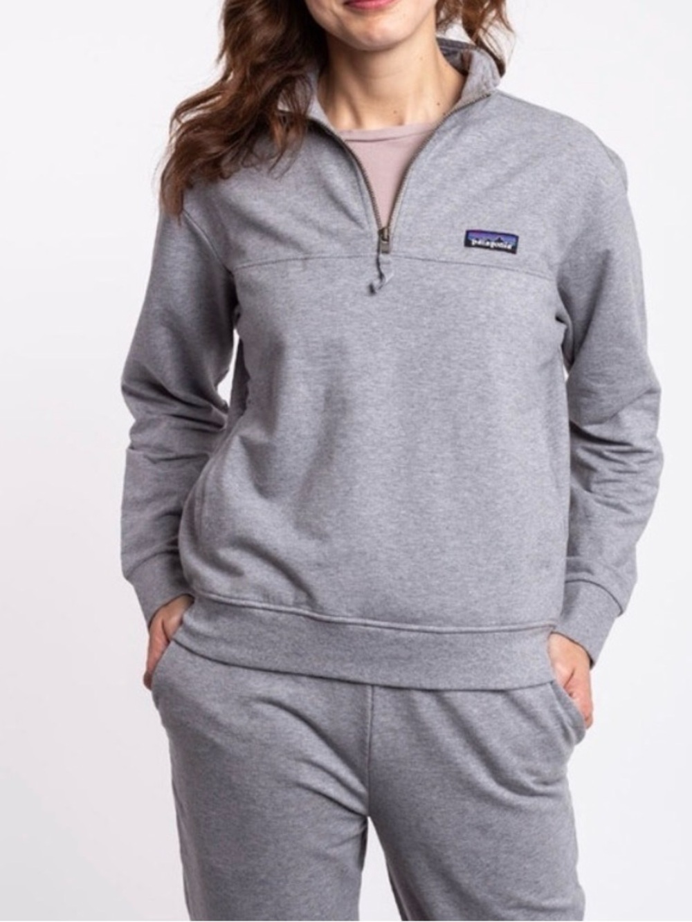 Patagonia Women's Ahnya Grey Half-Zip Pullover Sweatshirt